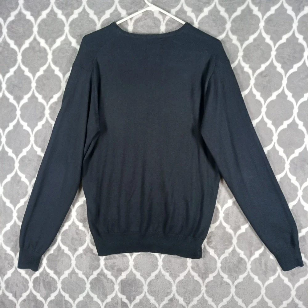 Peter Millar Sweater Men Medium Black V Neck Silk Cashmere Cotton Pullover